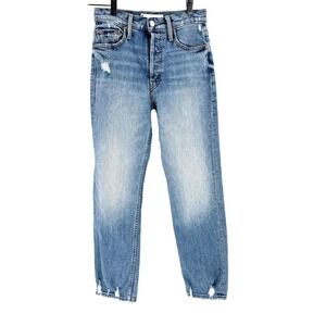 MOTHER Blue Distressed Ankle Jeans